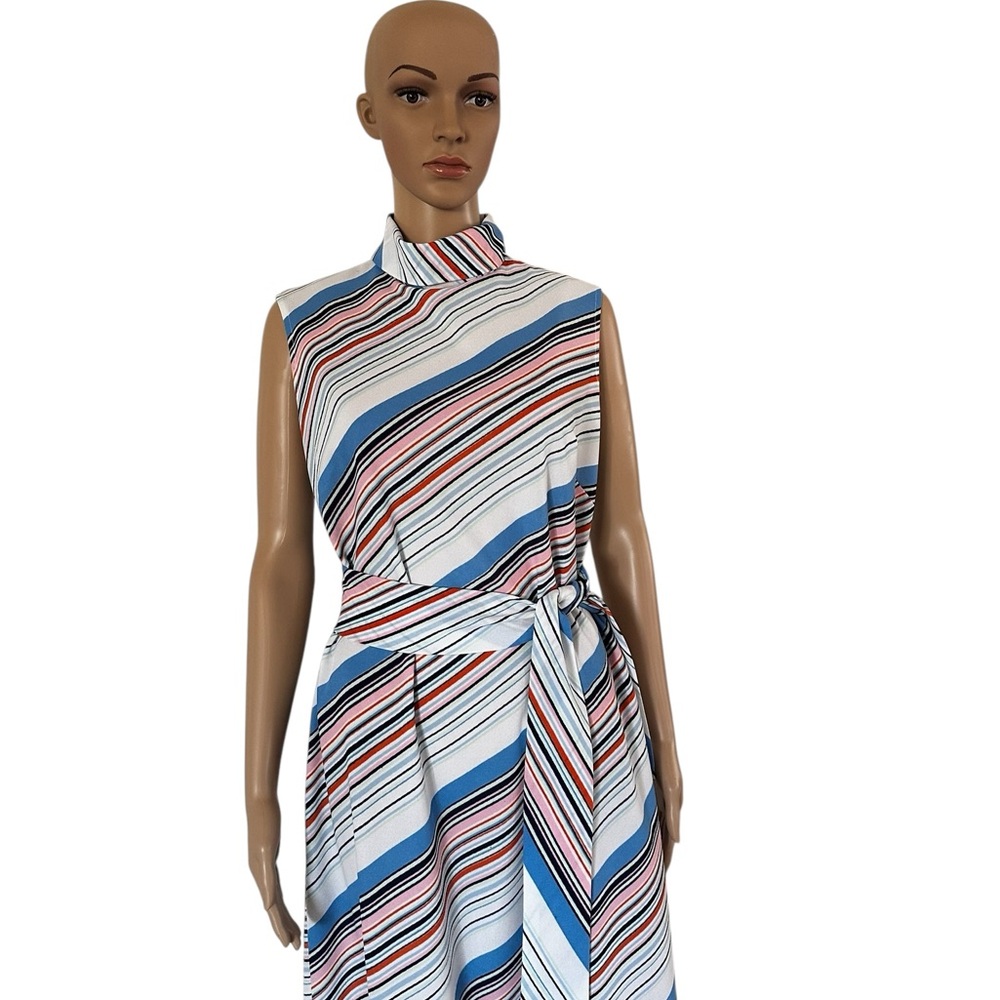Lady Blair Vintage PolyesterMulti  Color Striped Boho, Hippie Maxi Dress - Picture 3 of 14